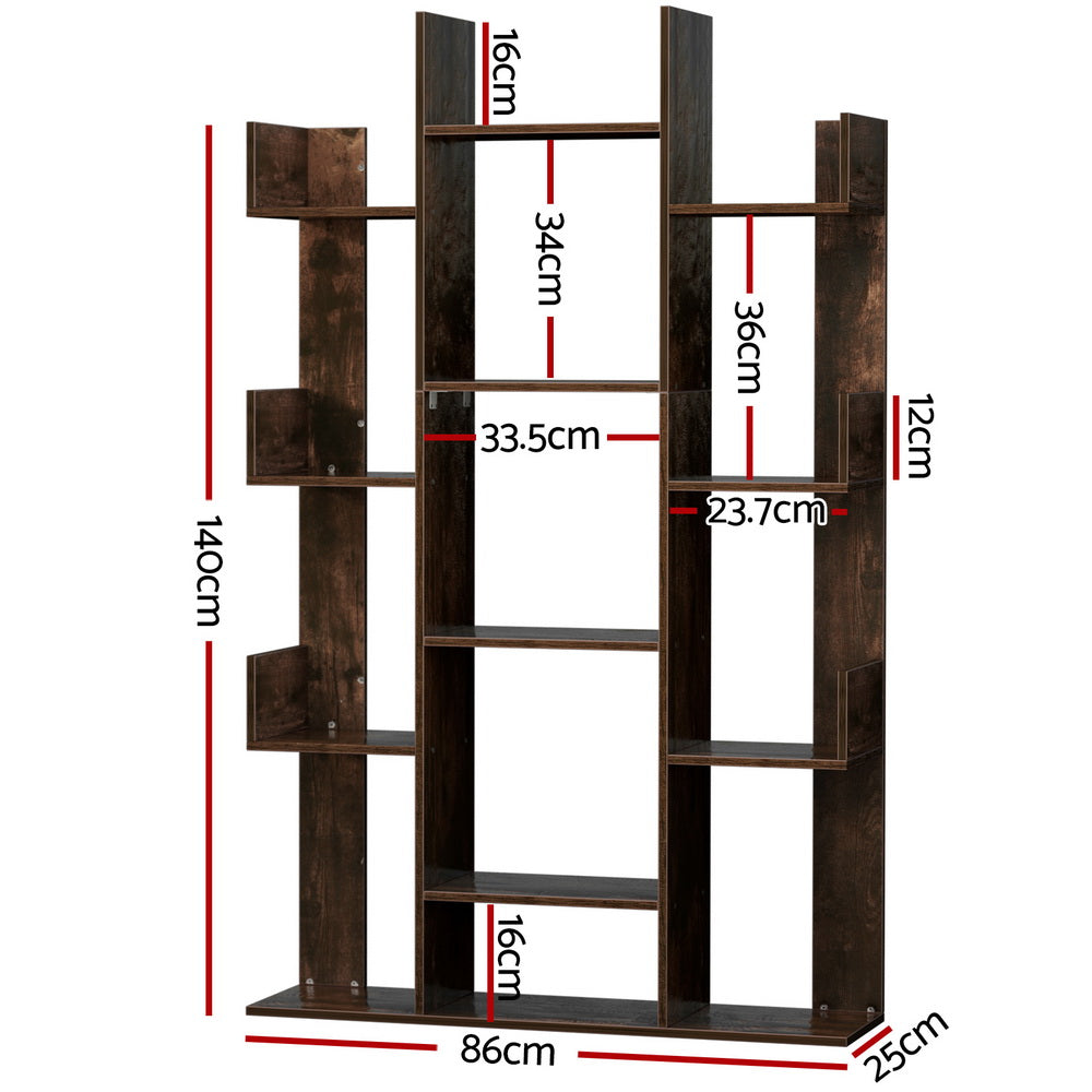 Artiss Tree-Shaped Bookshelf ROMI Walnut-1