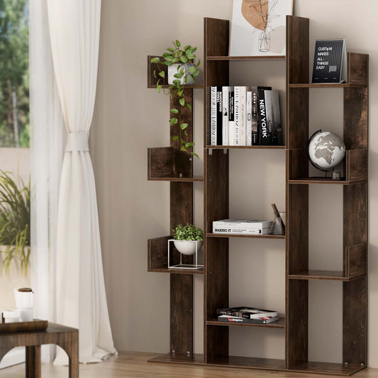 Artiss Tree-Shaped Bookshelf ROMI Walnut-0