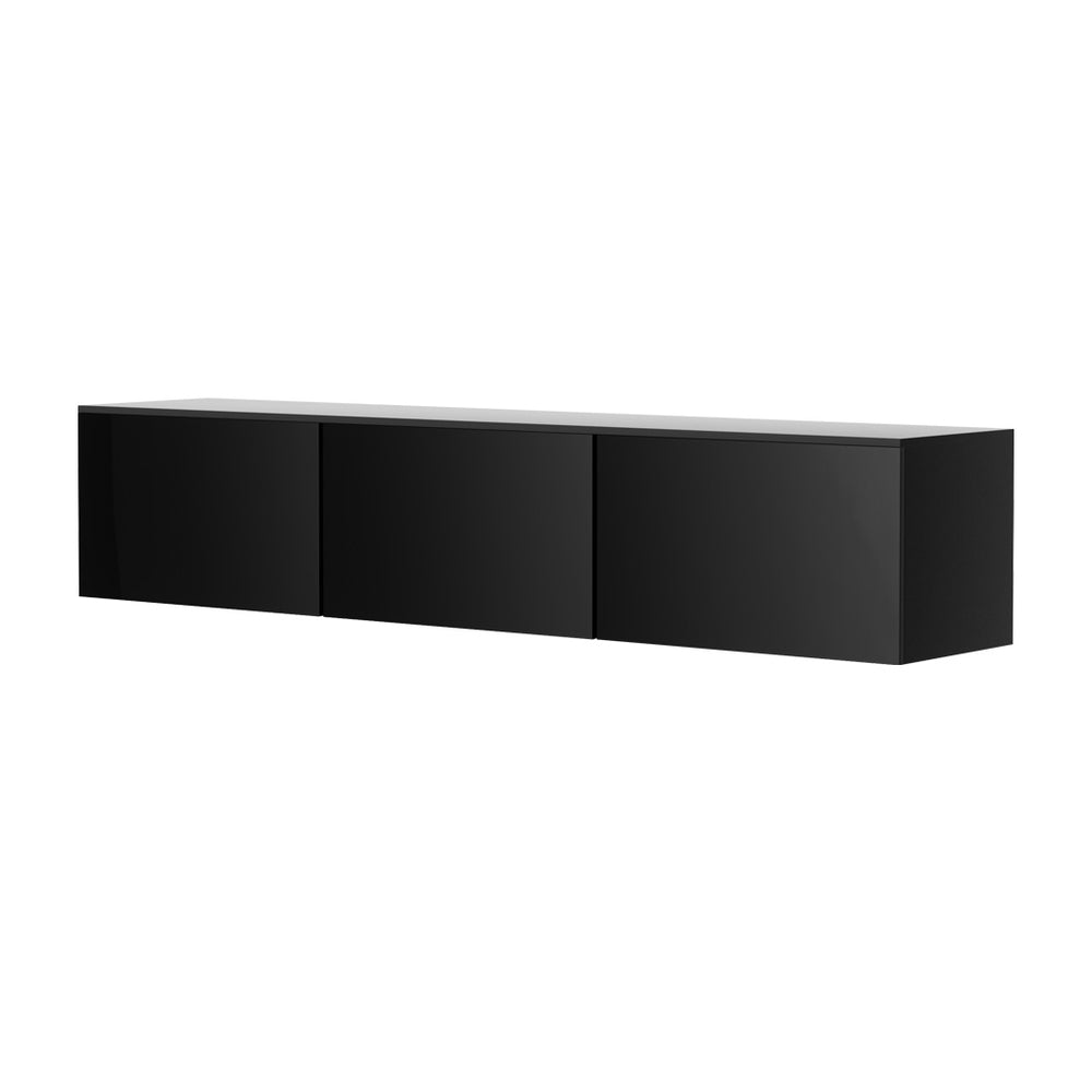 Artiss Floating Entertainment Unit TV Cabinet High Glossy Black 3 Cabinets 200CM-0