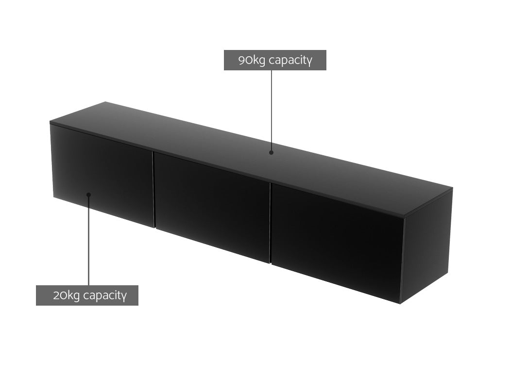 Artiss Floating Entertainment Unit TV Cabinet High Glossy Black 3 Cabinets 200CM-5