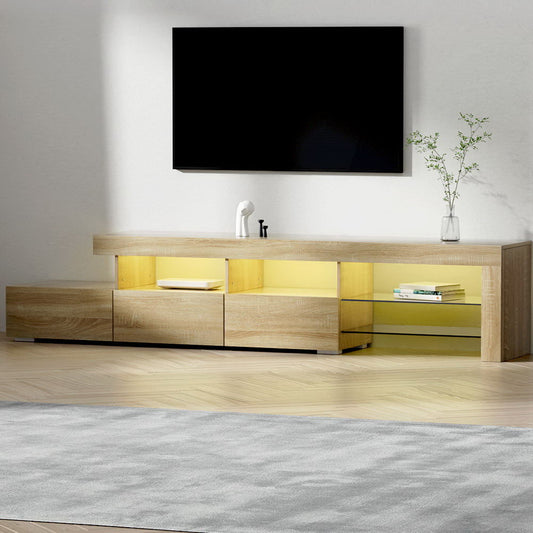 Artiss Entertainment Unit TV Cabinet LED 215cm Pine Caya-0