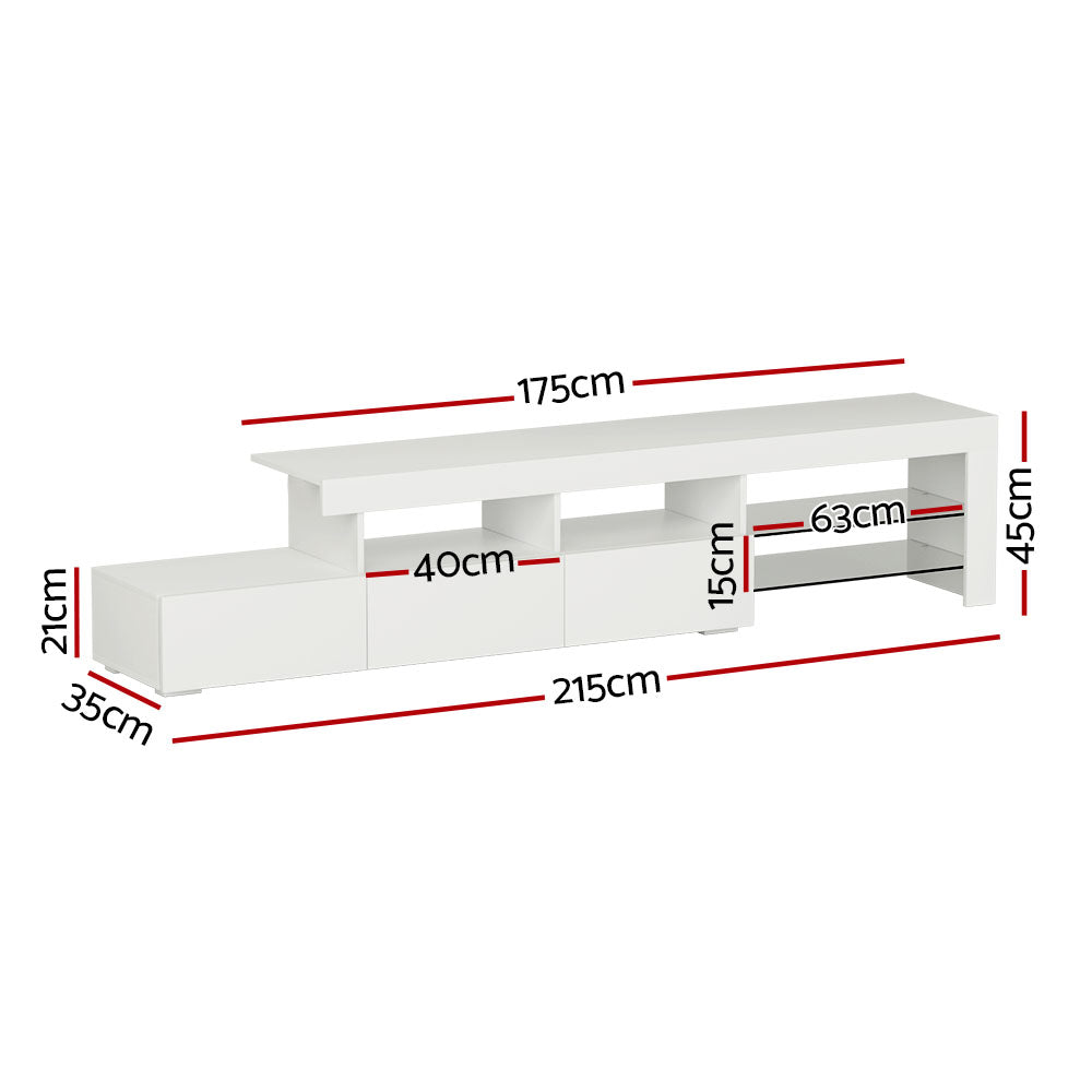 Artiss Entertainment Unit TV Cabinet LED 215cm White Caya-1