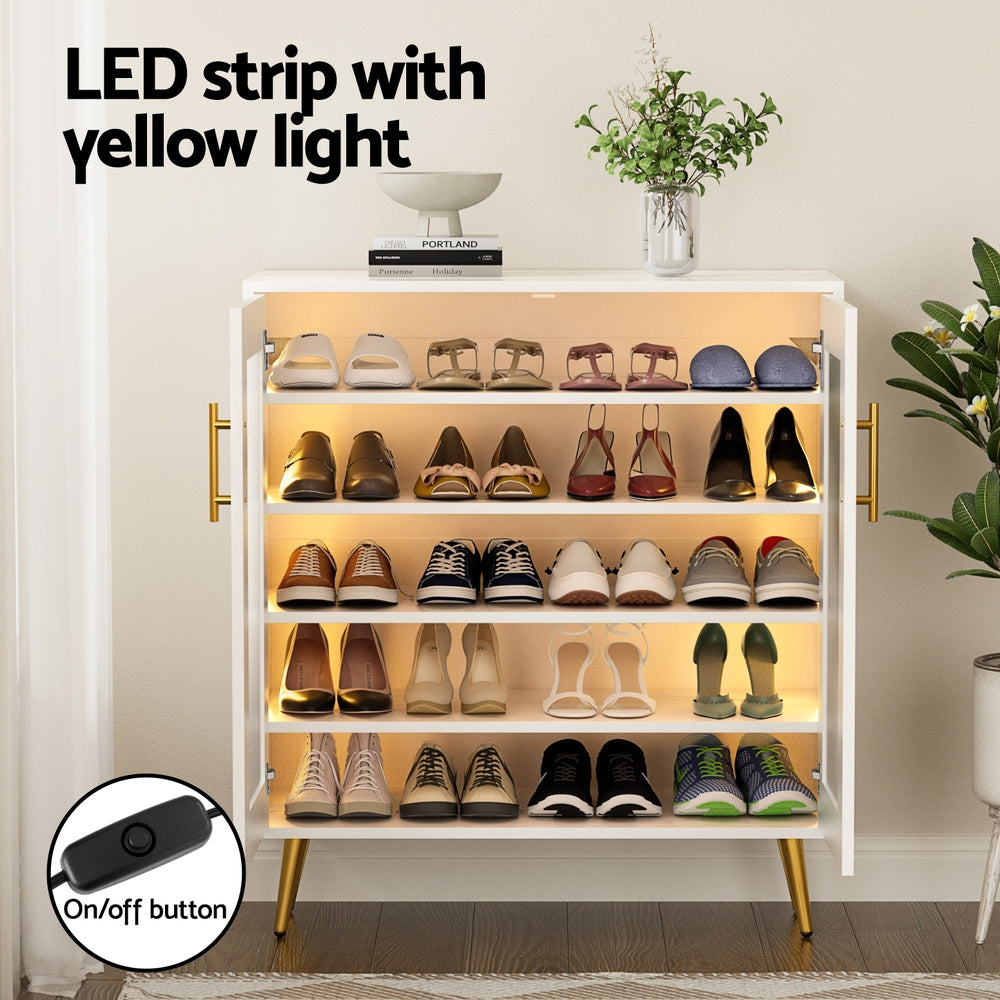 Artiss Shoe Rack 5-tier 20 Pairs Storage LED Light-4