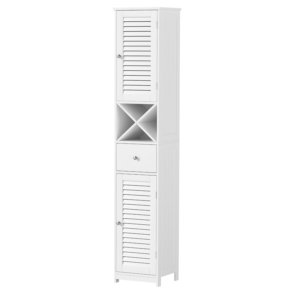 Artiss Bathroom Storage Cabinet 170cm Tall Slim Organiser Toilet Corner Adjustable Shelf Louver Door White-0