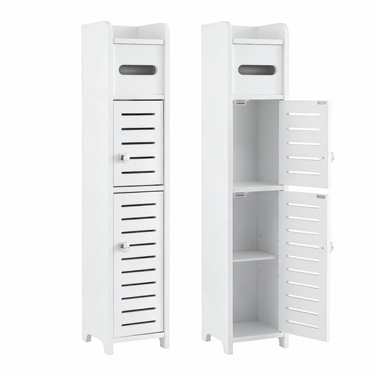 Artiss 2x Bathroom Storage Cabinet 3-Tier Toilet Paper Holder Organizer White