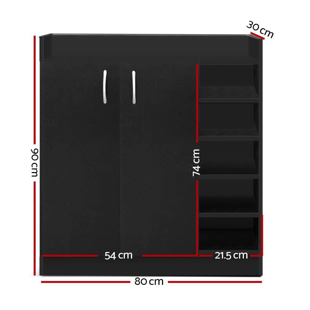 Artiss Shoe Rack Cabinet 21 Pairs Adjustable Shelves Black Clair-3