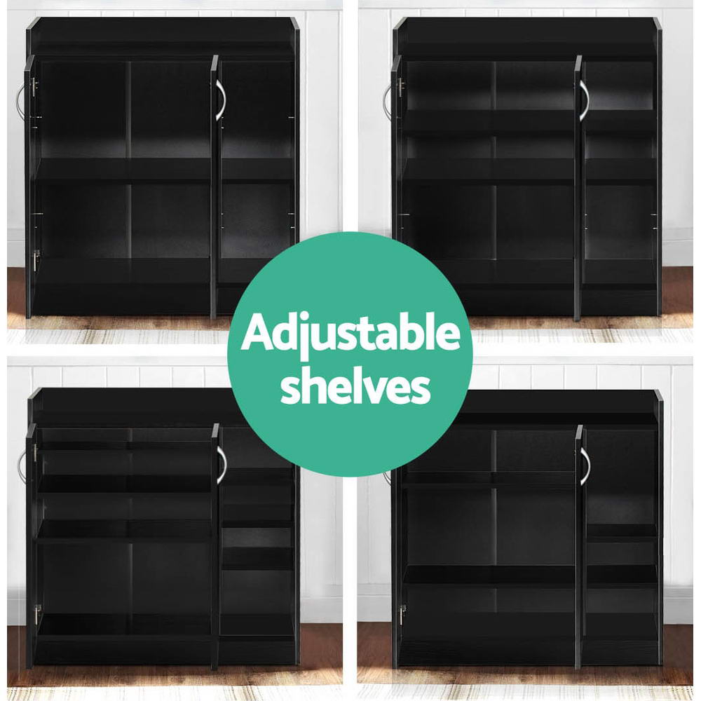 Artiss Shoe Rack Cabinet 21 Pairs Adjustable Shelves Black Clair-5