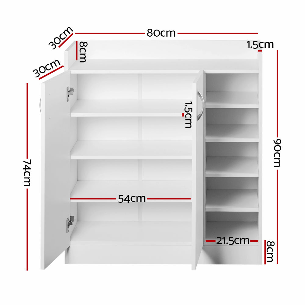 Artiss Shoe Rack Cabinet 21 Pairs Adjustable Shelves White Clair-1