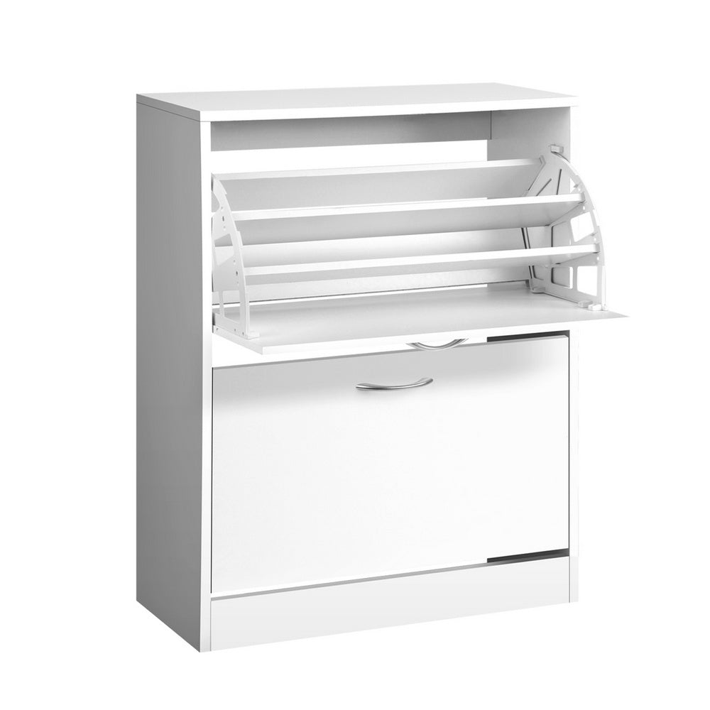 Artiss Shoe Rack Cabinet Adjustable Shelves 24 Pairs White Iris-0