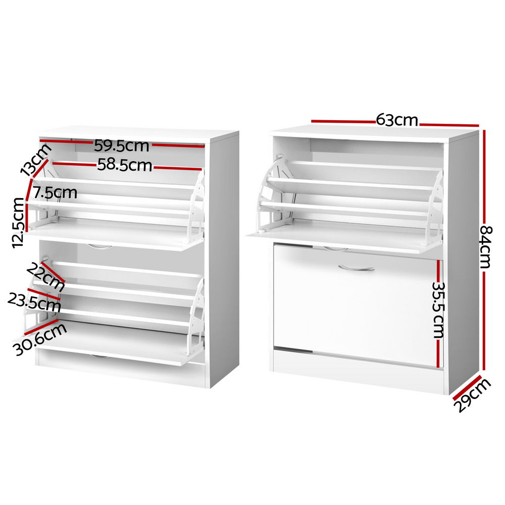 Artiss Shoe Rack Cabinet Adjustable Shelves 24 Pairs White Iris-1