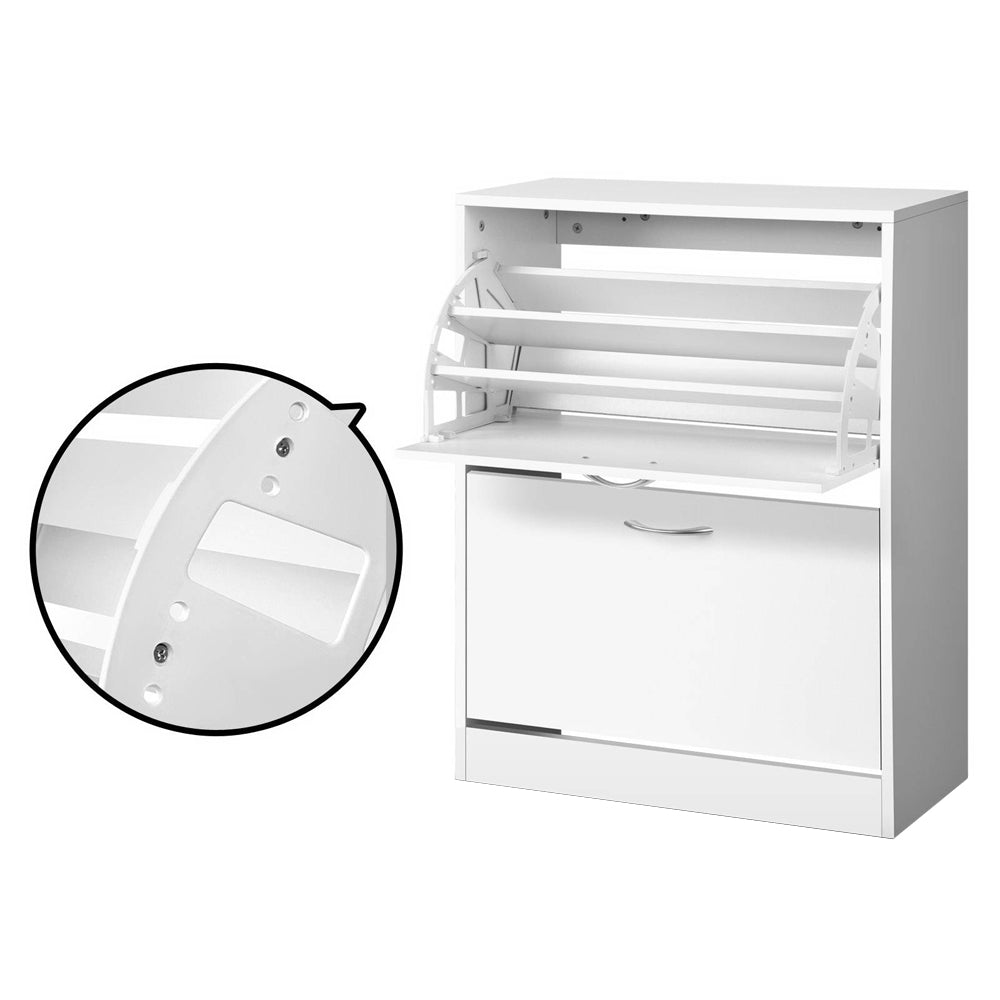 Artiss Shoe Rack Cabinet Adjustable Shelves 24 Pairs White Iris-4