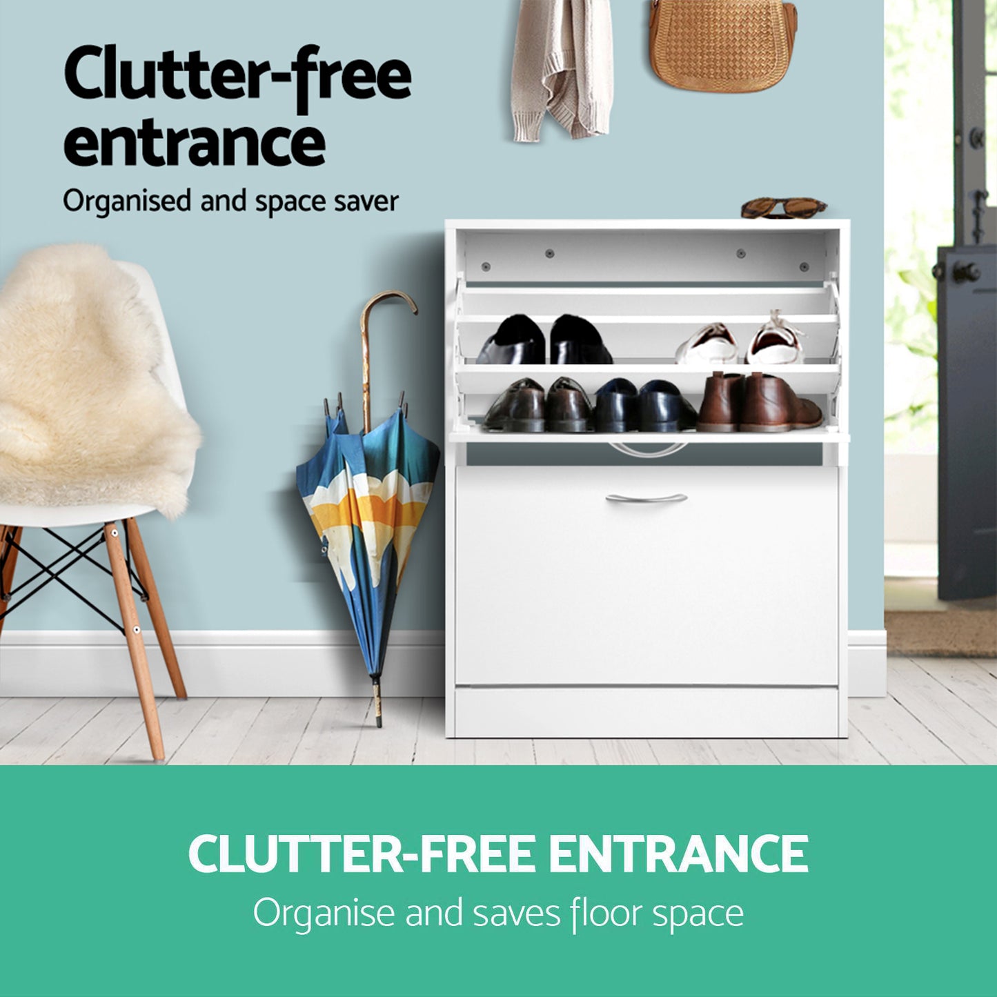 Artiss Shoe Rack Cabinet Adjustable Shelves 24 Pairs White Iris-6