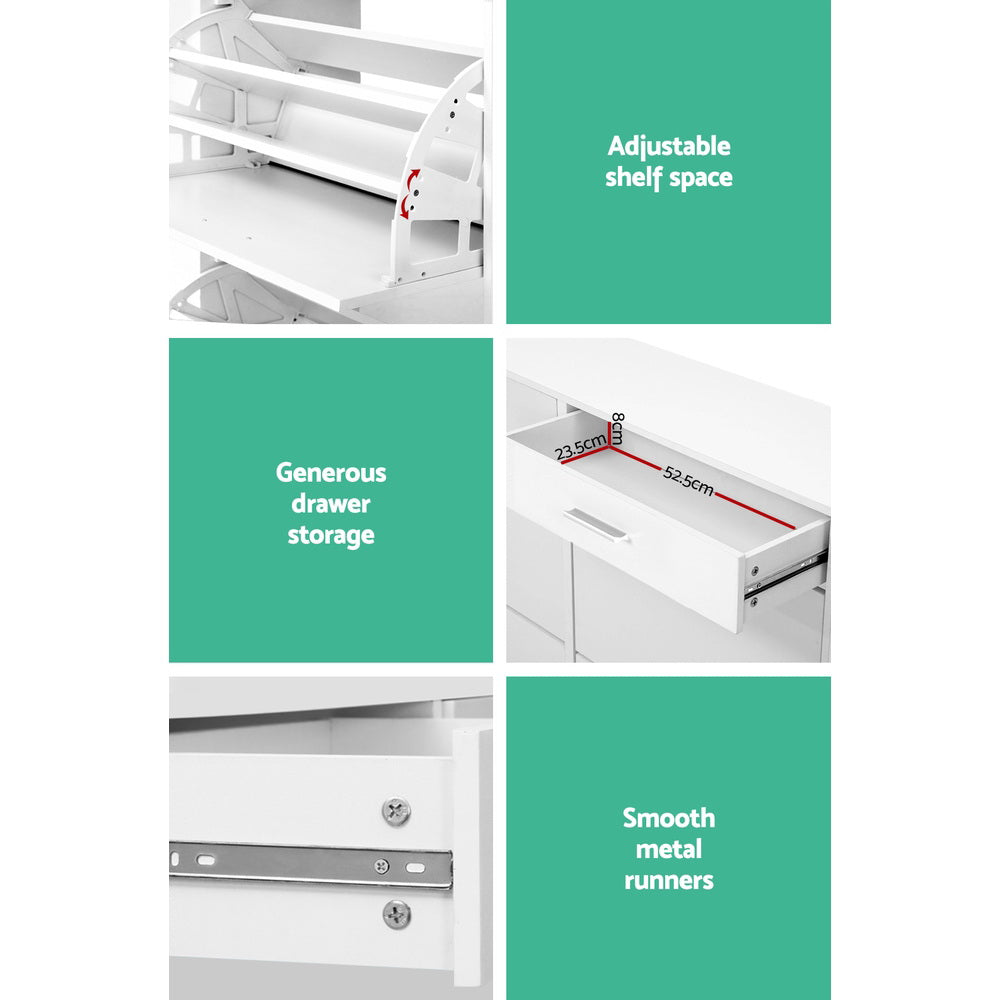 Artiss Shoe Rack Cabinet 36 Pairs Adjustable Shelves White Sara-7