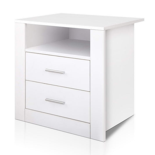 Artiss Bedside Table 2 Drawers with Shelf - TARA White-0