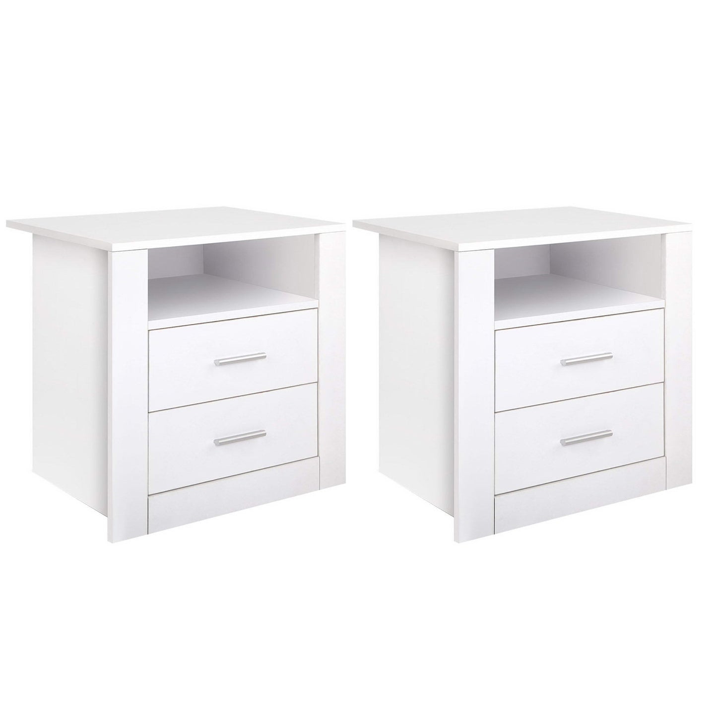 Artiss 2 X Bedside Table 2 Drawers with Shelf - TARA White-0