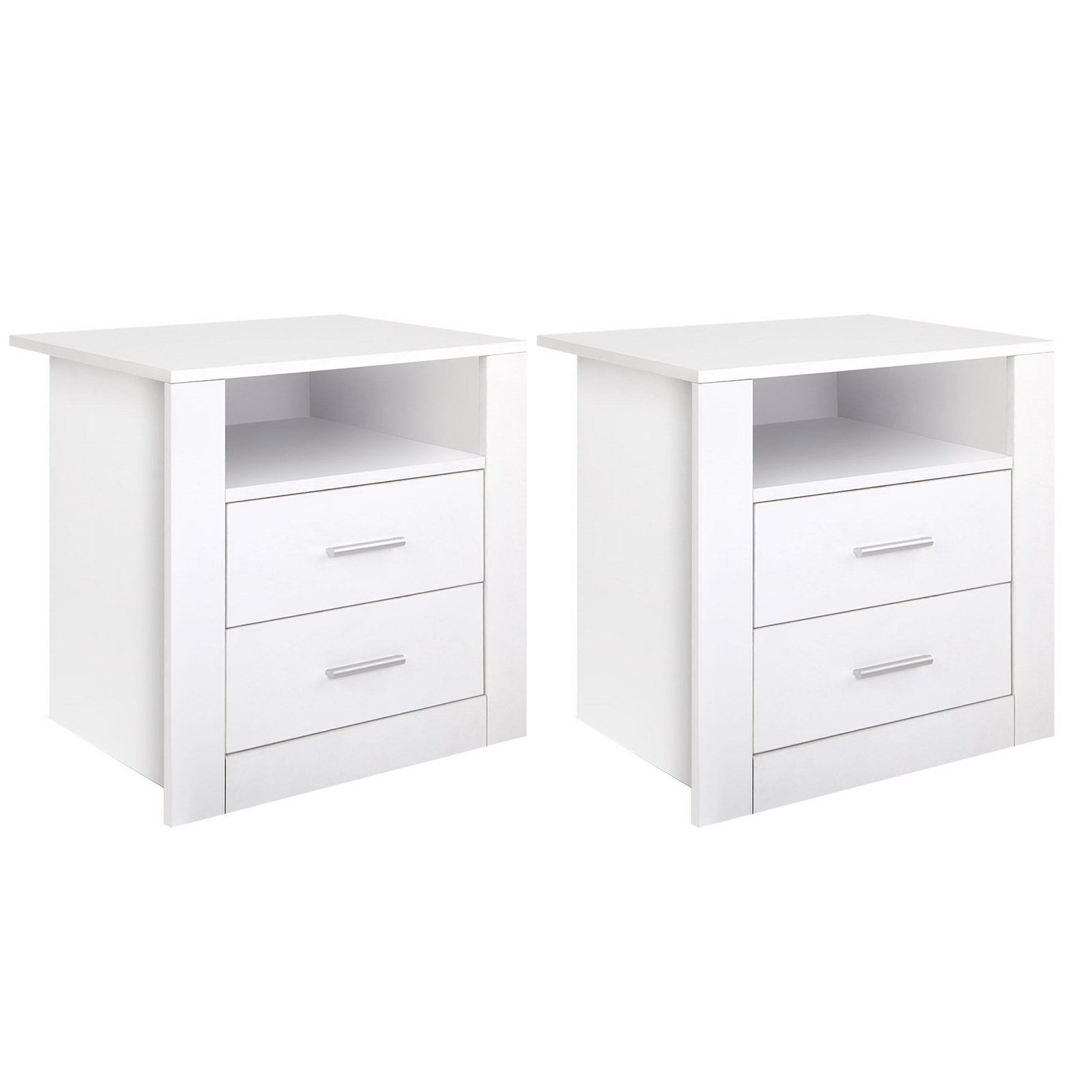 Artiss 2 X Bedside Table 2 Drawers with Shelf - TARA White-0
