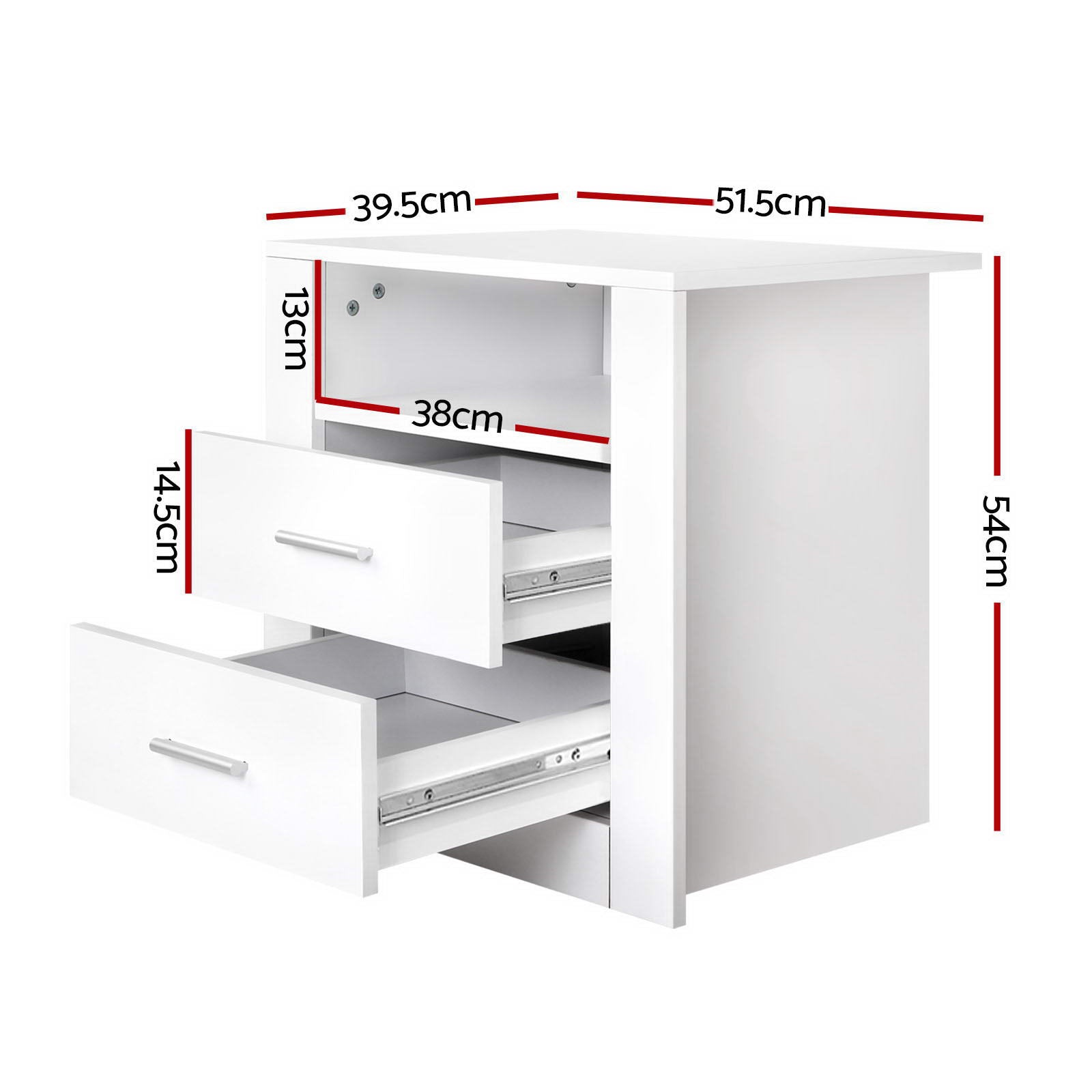 Artiss 2 X Bedside Table 2 Drawers with Shelf - TARA White-1