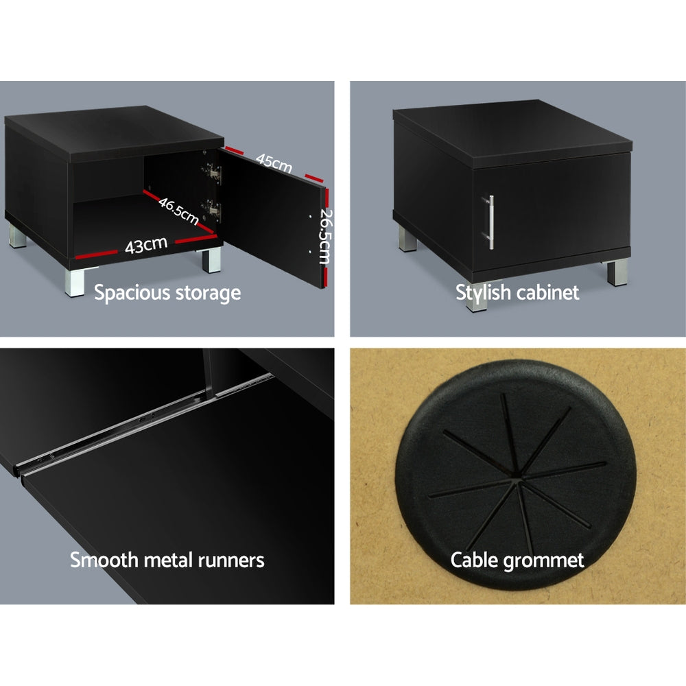 Artiss TV Cabinet Entertainment Unit 190cm Black Danson-4