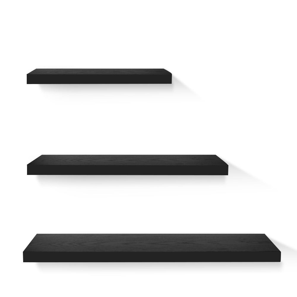 Artiss Floating Wall Shelf Set of 3 Black-0