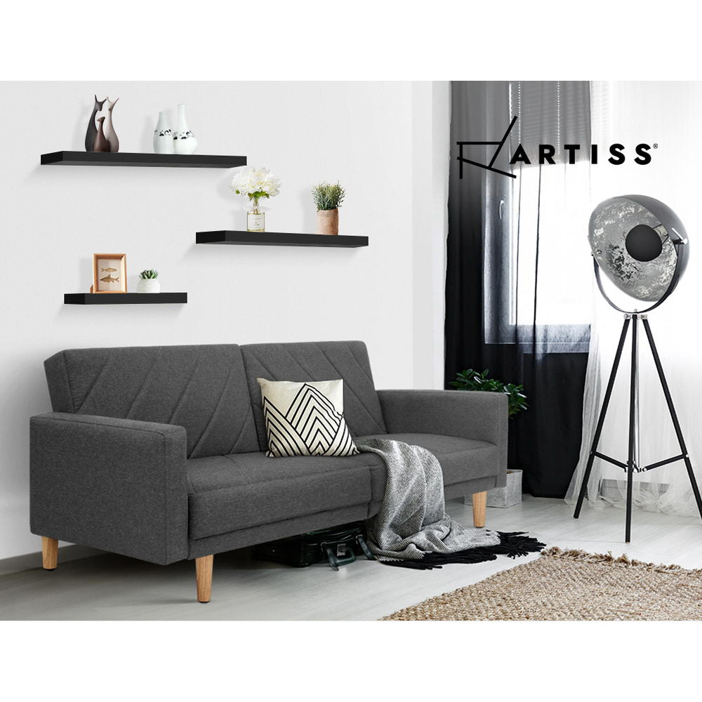 Artiss Floating Wall Shelf Set of 3 Black-5