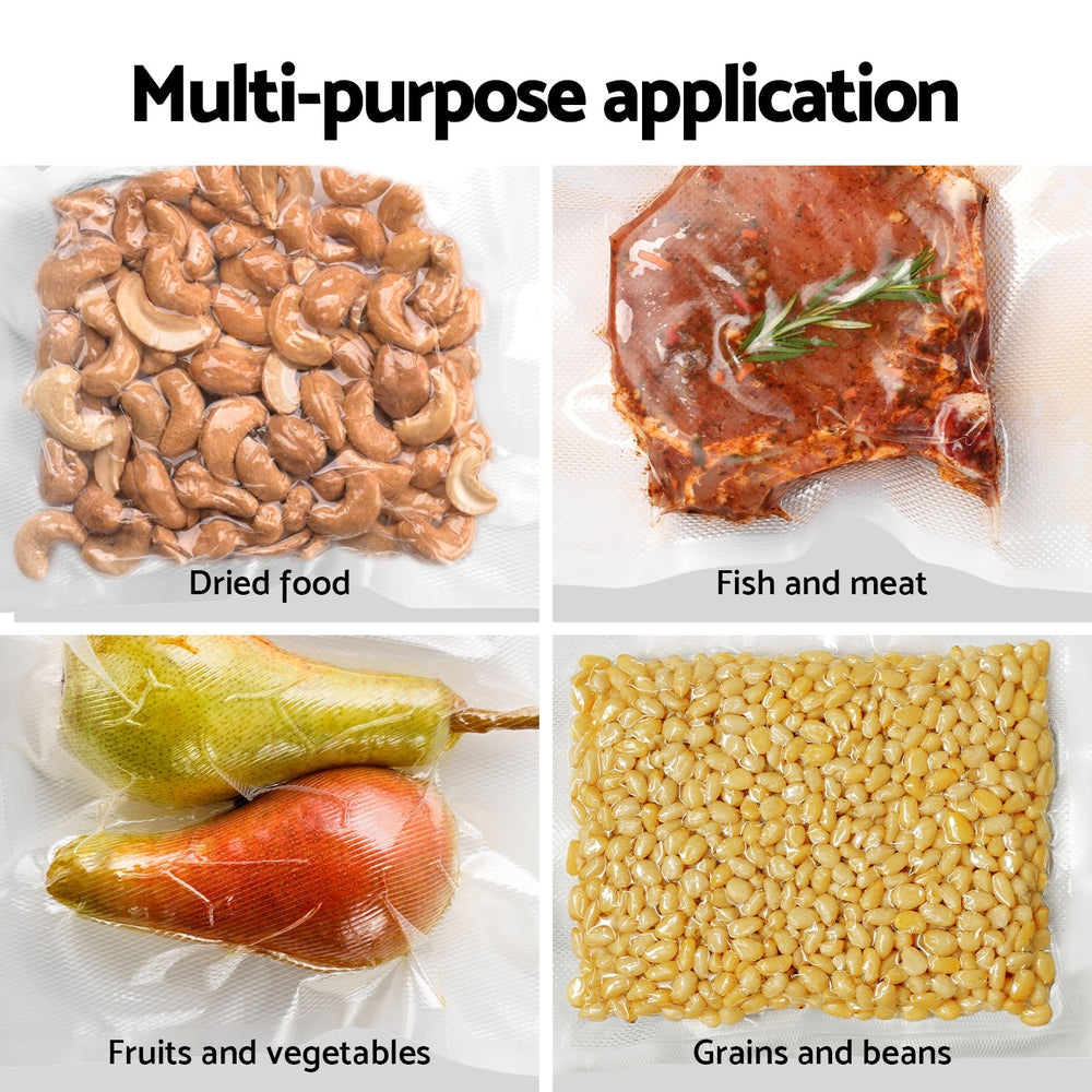 Devanti Food Vacuum Sealer Machine Auto Seal Cutter 5 Modes Storage Bags 28cm 6m 4 Rolls-4