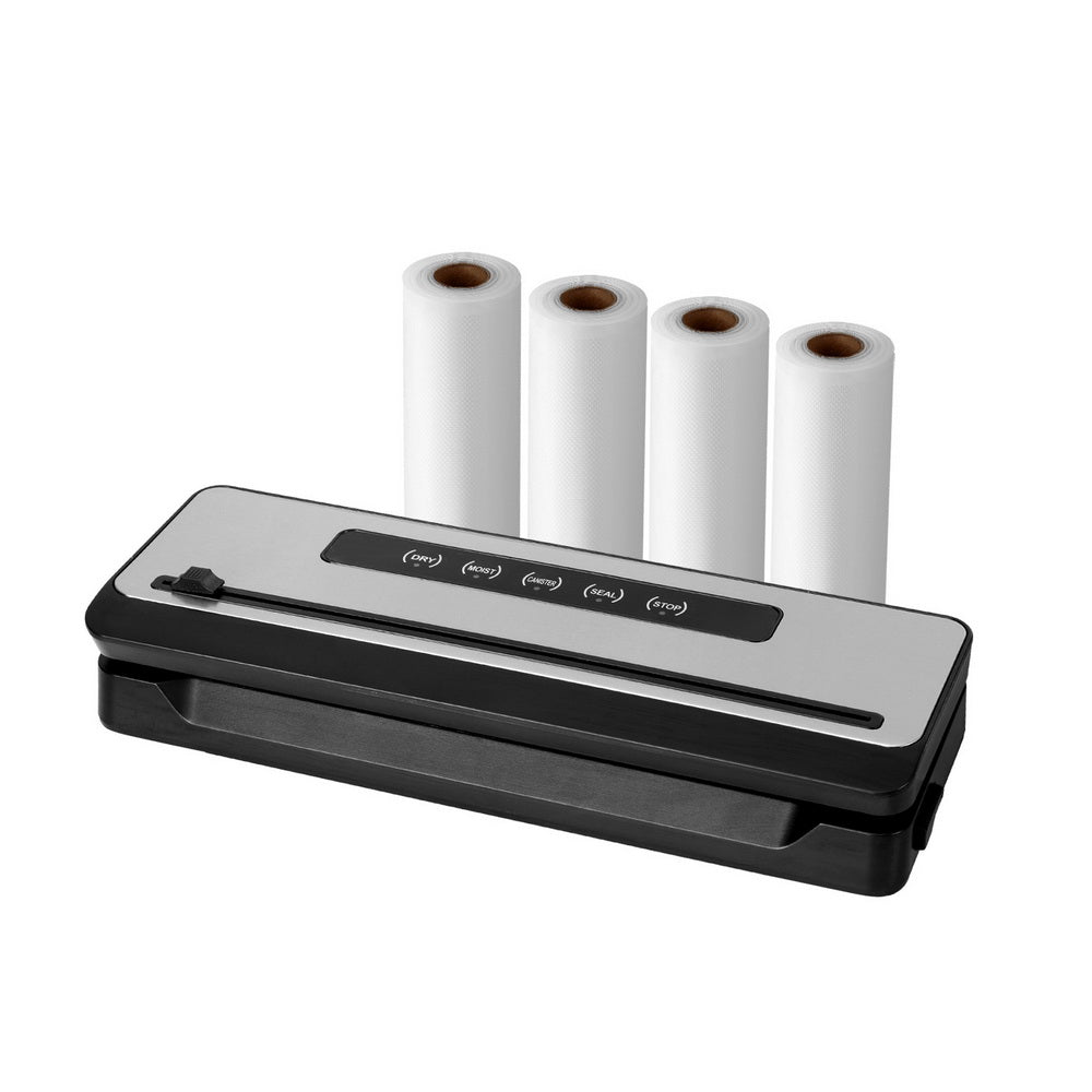 Devanti Food Vacuum Sealer Machine Sealing Cutter 4 Modes Storage Bags 4 Rolls-0