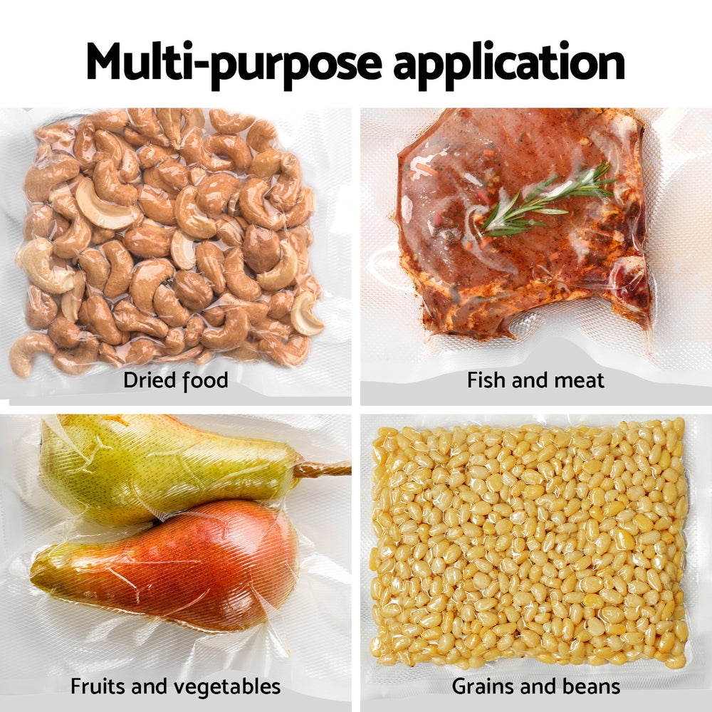 Devanti Food Vacuum Sealer Machine Sealing Cutter 4 Modes Storage Bags 4 Rolls-4