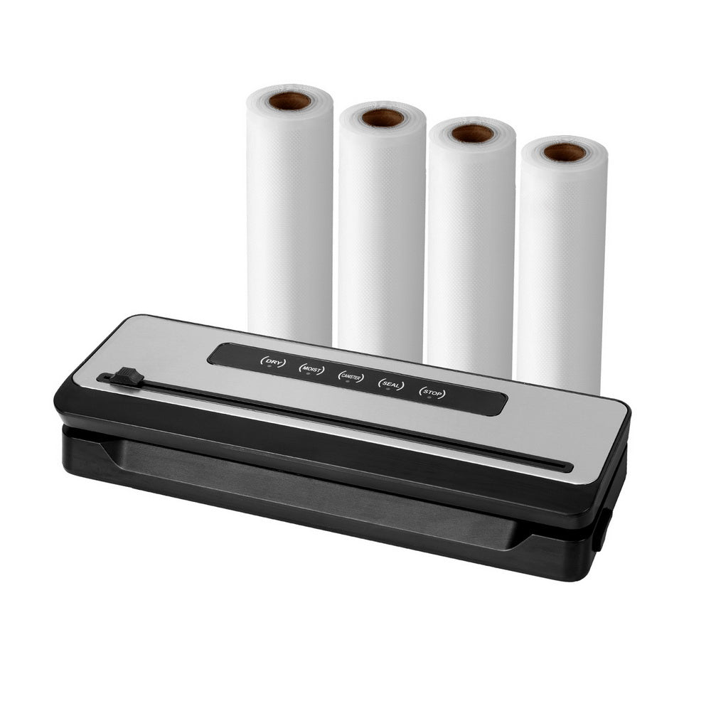 Devanti Food Vacuum Sealer Machine Sealing Cutter 4 Modes Storage Bags 4 Rolls-0