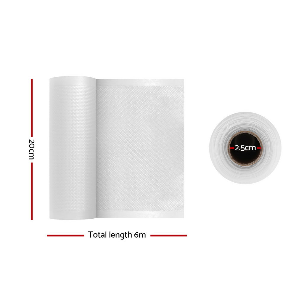 4 Rolls Food Vacuum Sealer Bags Storage Saver Heat Sealing Bag Pack 20CMX6M-1