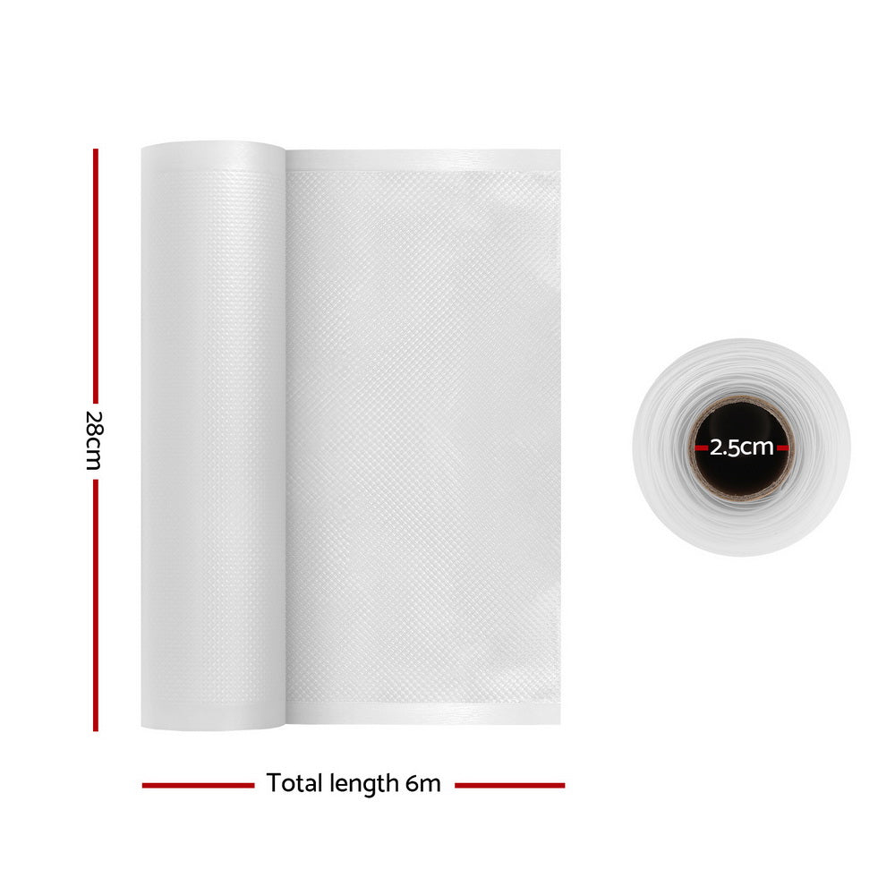 4 Rolls Food Vacuum Sealer Bags Storage Saver Heat Sealing Bag Pack 28CMX6M-1