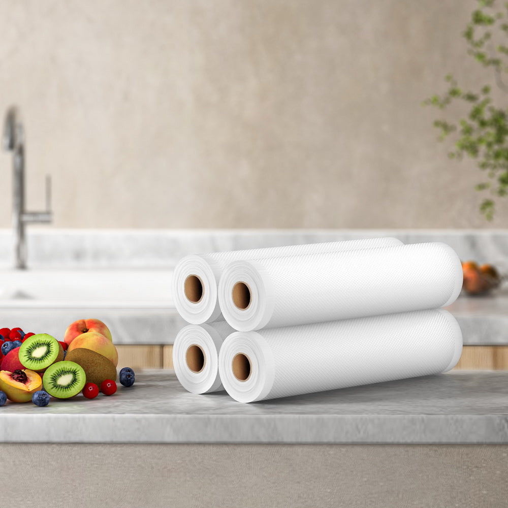 4 Rolls Food Vacuum Sealer Bags Storage Saver Heat Sealing Bag Pack 28CMX6M-3