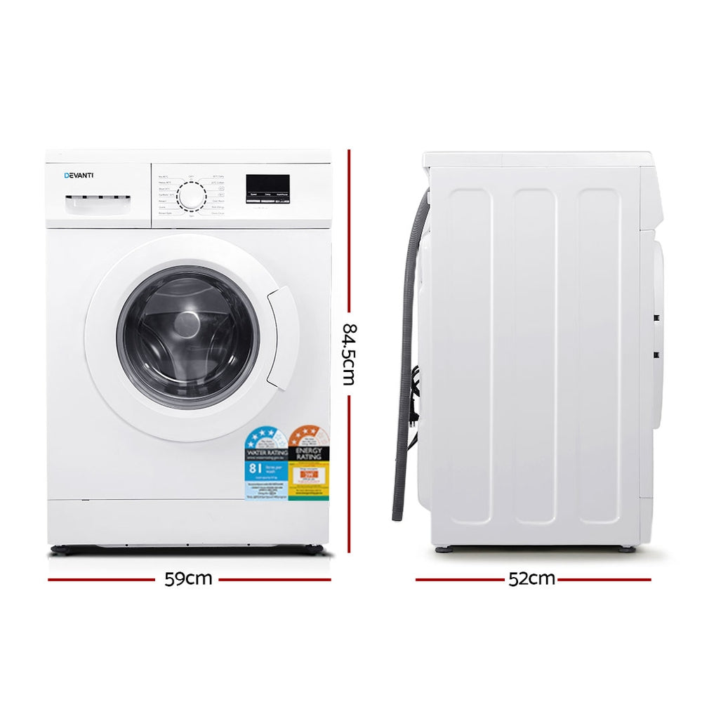 Devanti 8kg Front Load Washing Machine Quick Wash 24h Delay Start Automatic-1