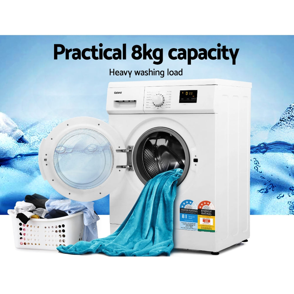 Devanti 8kg Front Load Washing Machine Quick Wash 24h Delay Start Automatic-2