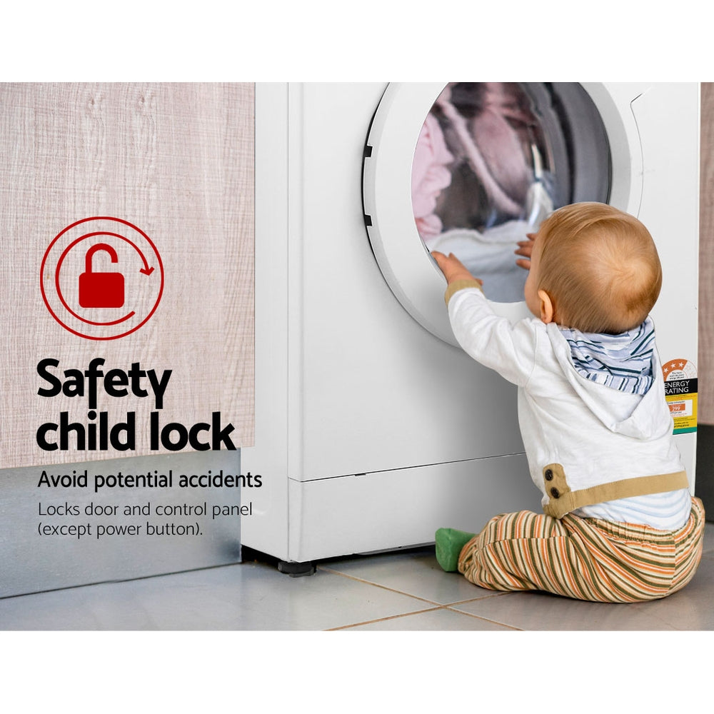 Devanti 8kg Front Load Washing Machine Quick Wash 24h Delay Start Automatic-4