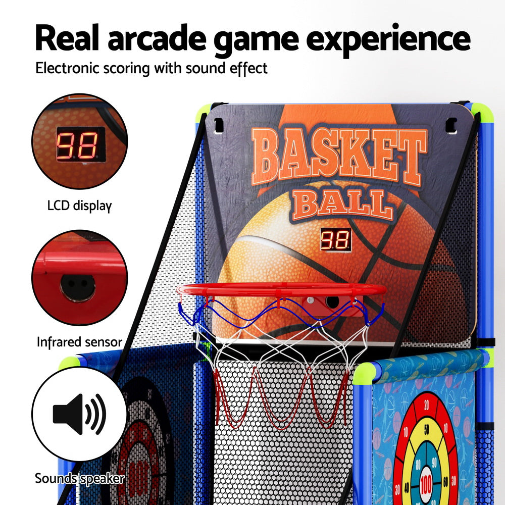 Basketball Arcade Game Electronic Scorer 3 Games Adjustable Kids Blue-4
