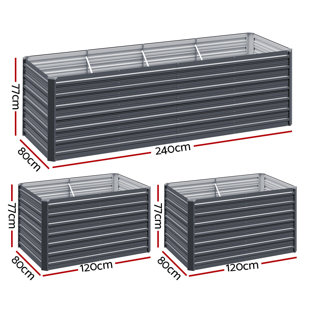 Green Fingers Garden Bed 240x80x77cm Planter Box Raised Container Galvanised Herb-1