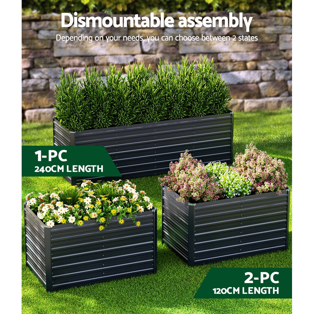 Green Fingers Garden Bed 240x80x77cm Planter Box Raised Container Galvanised Herb-3