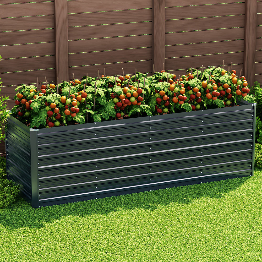 Green Fingers Garden Bed 240x80x77cm Planter Box Raised Container Galvanised Herb-6