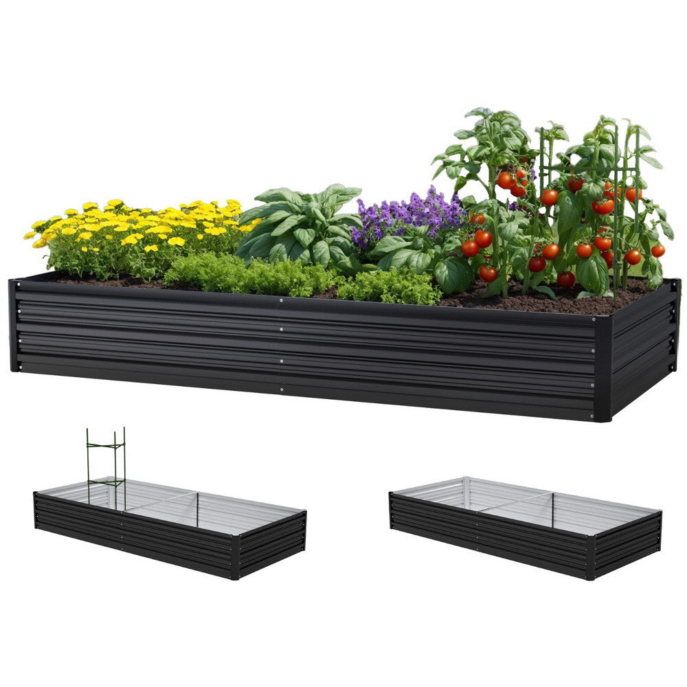 Green Fingers Raised Garden Bed 2 Pcs 210x90cm Planter Box Container Galvanised Metal Outdoor-0