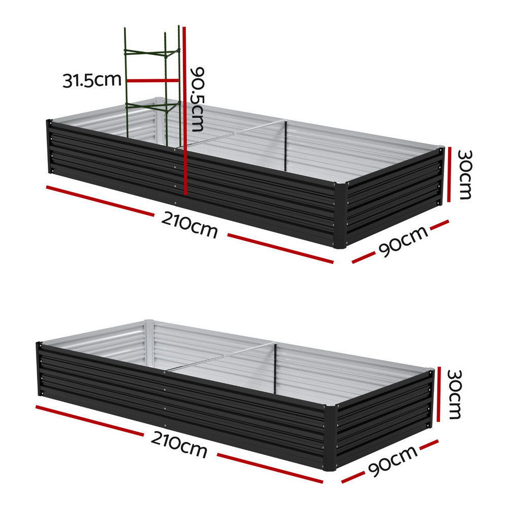 Green Fingers Raised Garden Bed 2 Pcs 210x90cm Planter Box Container Galvanised Metal Outdoor-1