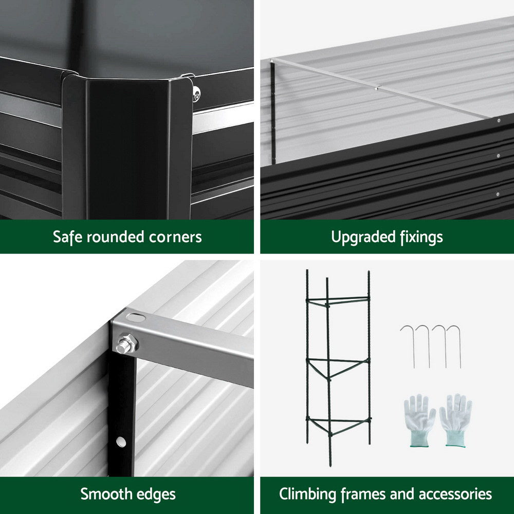 Green Fingers Raised Garden Bed 2 Pcs 210x90cm Planter Box Container Galvanised Metal Outdoor-5