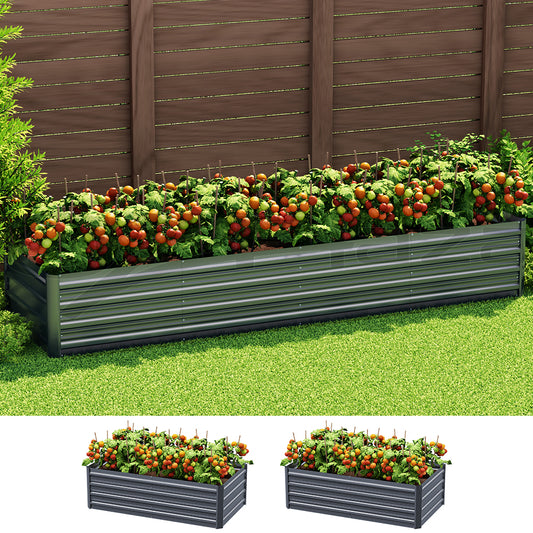 Green Fingers Garden Bed 240X80X45cm Planter Box Raised Container Galvanised Herb-0