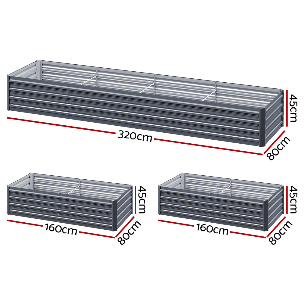 Green Fingers Garden Bed 320X80X45cm Planter Box Raised Container Galvanised Herb-1