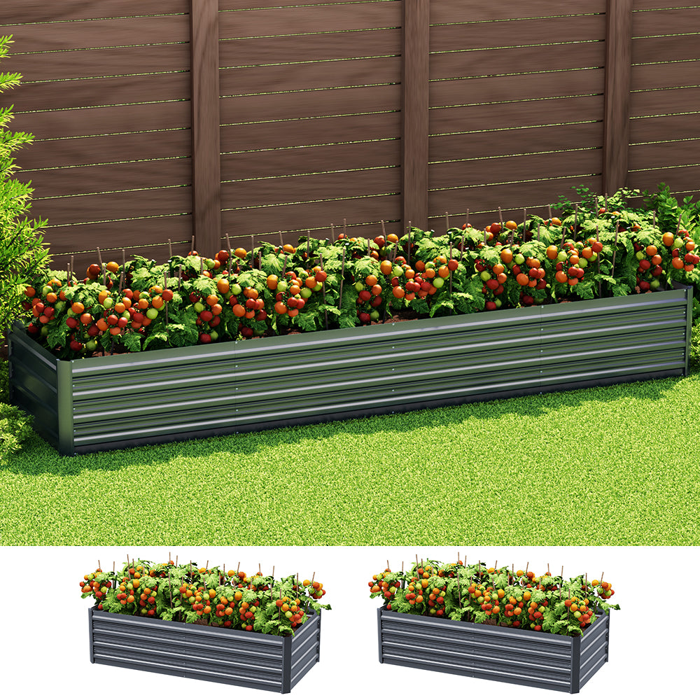 Green Fingers Garden Bed 320X80X45cm Planter Box Raised Container Galvanised Herb-6