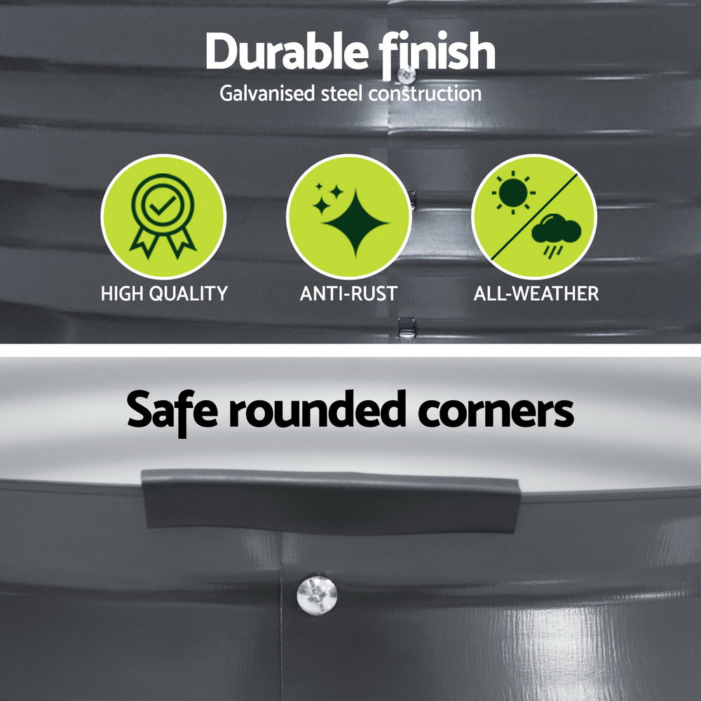 Green Fingers Garden Bed 90X45cm Round Latches Planter Box Raised Galvanised Herb-5