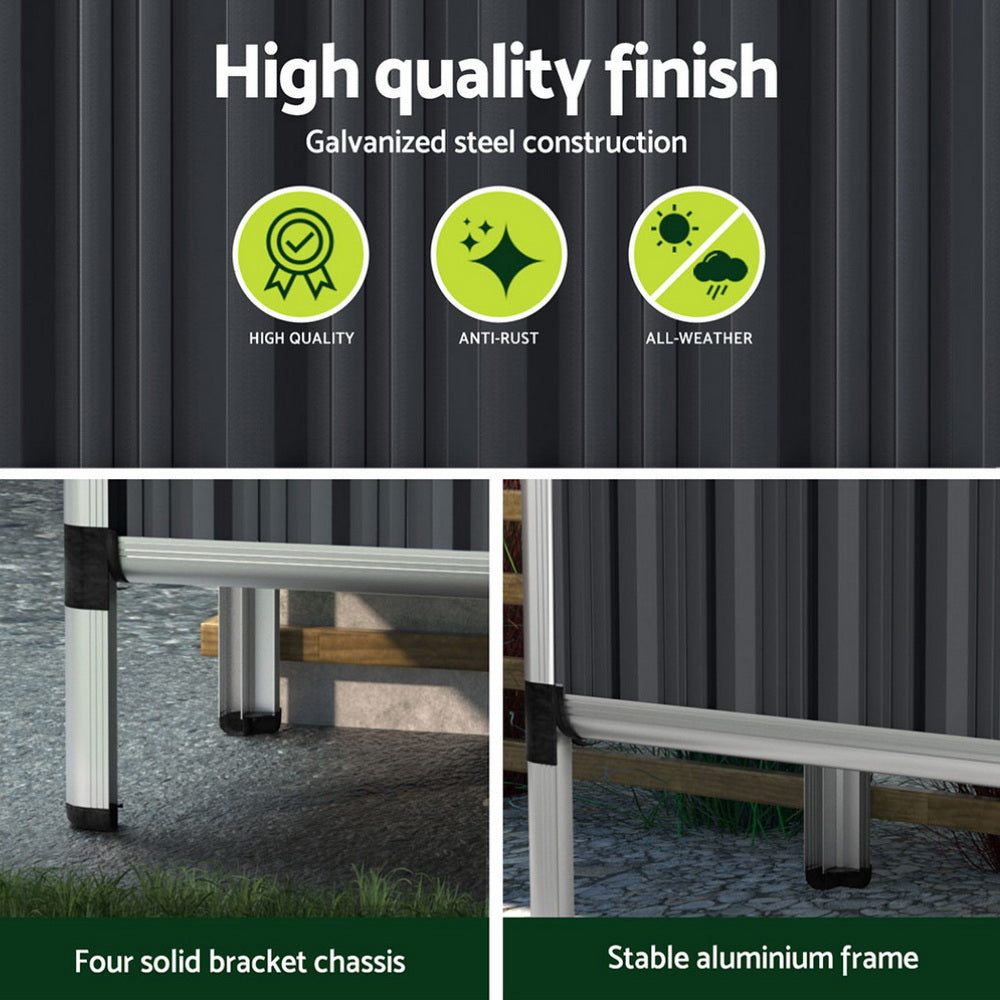 Green Fingers Raised Garden Bed x2 80x49x74cm Greenhouse Planter Box Galvanised Herb-3