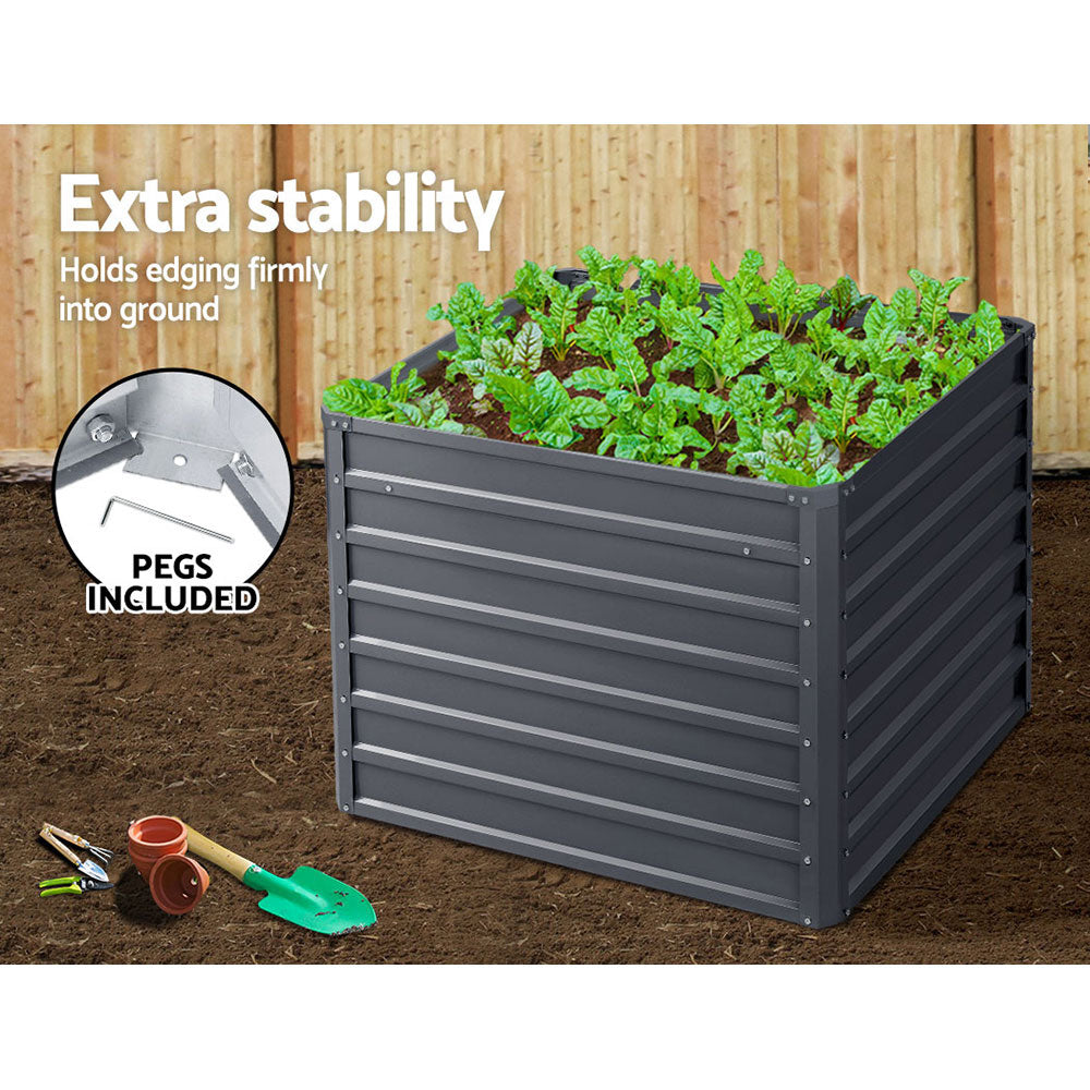 Green Fingers 2x Garden Bed 100x100x77cm Planter Box Raised Container Galvanised-3