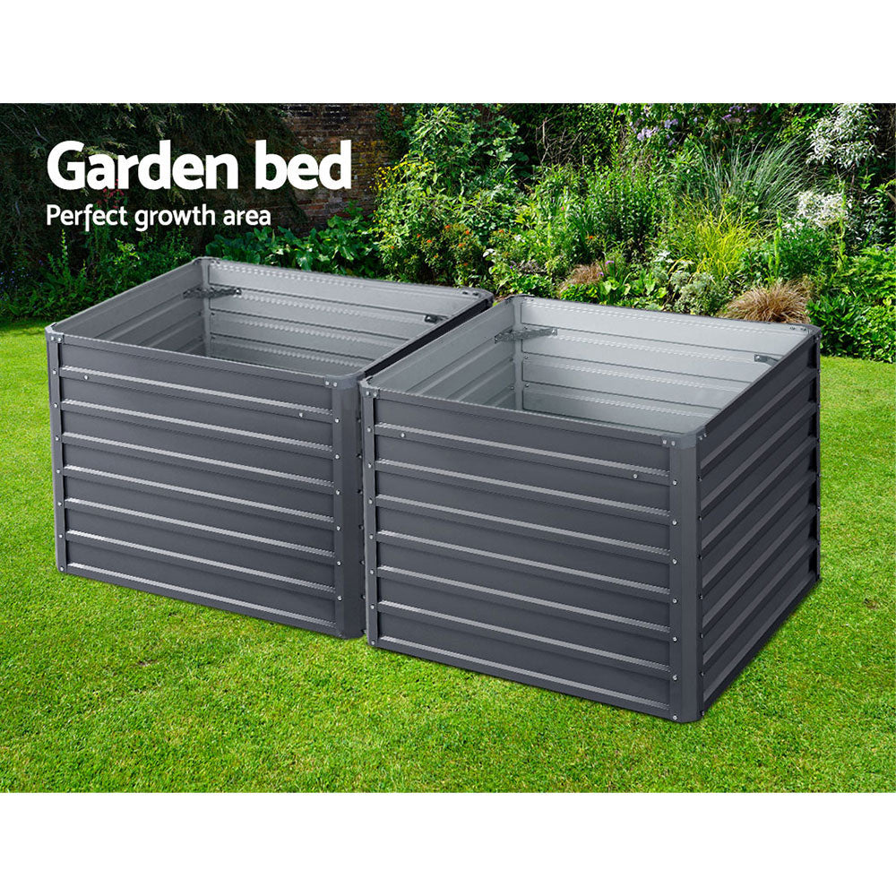 Green Fingers 2x Garden Bed 100x100x77cm Planter Box Raised Container Galvanised-6