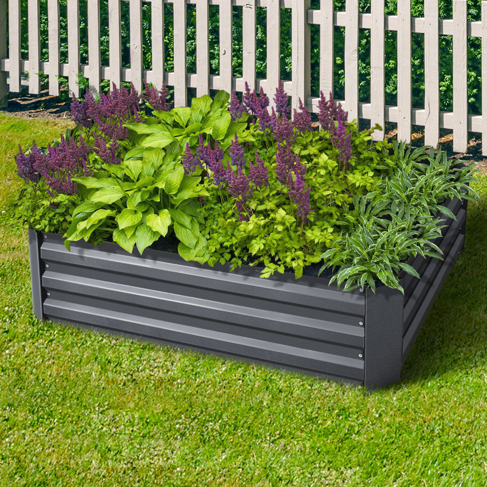 Green Fingers 2x Garden Bed 120x90cm Planter Box Raised Container Galvanised Herb-7