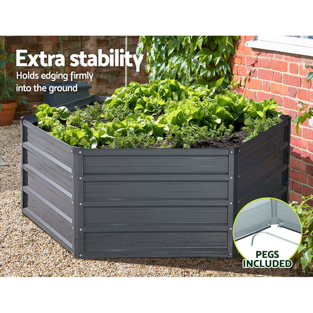 Green Fingers 2x Garden Bed 130x130x46cm Planter Box Raised Container Galvanised-4